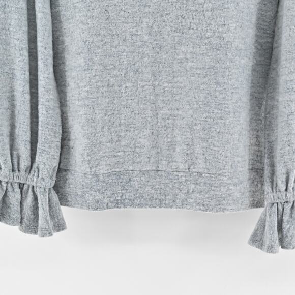 NWOT Anthropologie Sweater Eri Ali Sasha Hacci Top Gray SOFT Ruffle Cozy Size S - Picture 3 of 12